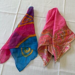 Ralph Lauren / Nordstrom Paisley Silk Small Square Scarf Bundle